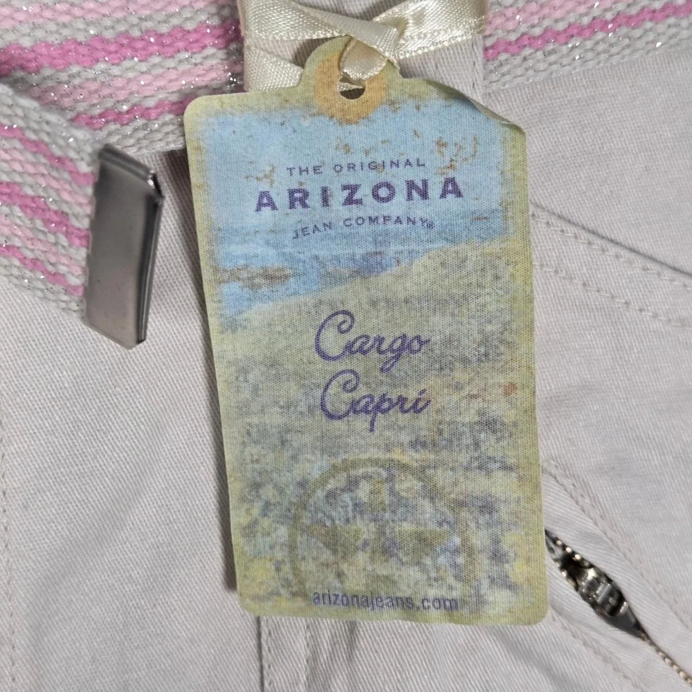 NEW Arizona Girl 12 Large Deadstock Cargo Capri Pants Light Tan w/ Belt Y2K 2000